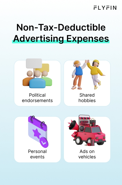 Infographic entitled Non-Tax-Deductible Advertising Expenses listing instances where promotion expenses are not tax-deductible.
