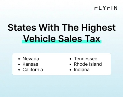 Infographic entitled States With The Highest Vehicle Sales Tax for those taking the car lease tax deduction.