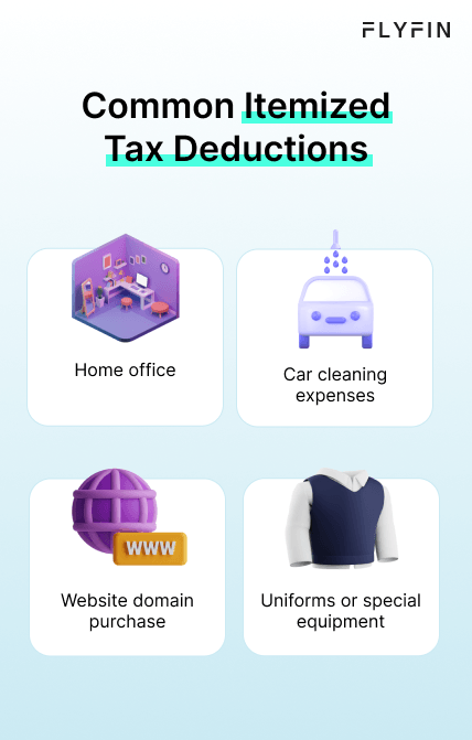An infographic showing 4 common itemized tax deductions for self-employed individuals