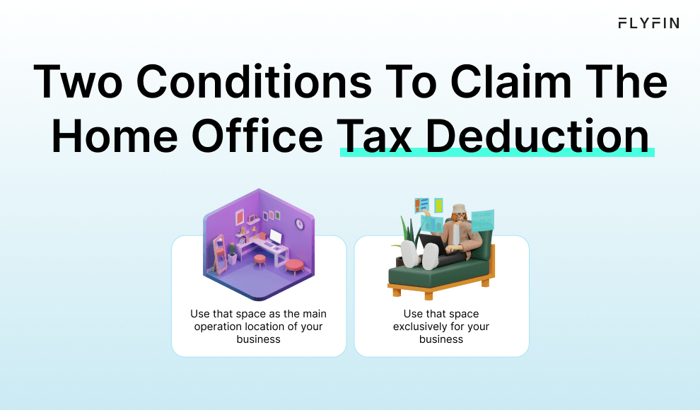 Infographic entitled Two Conditions To Claim The Home Office Tax Deduction listing both conditions to qualify for the home office deduction.