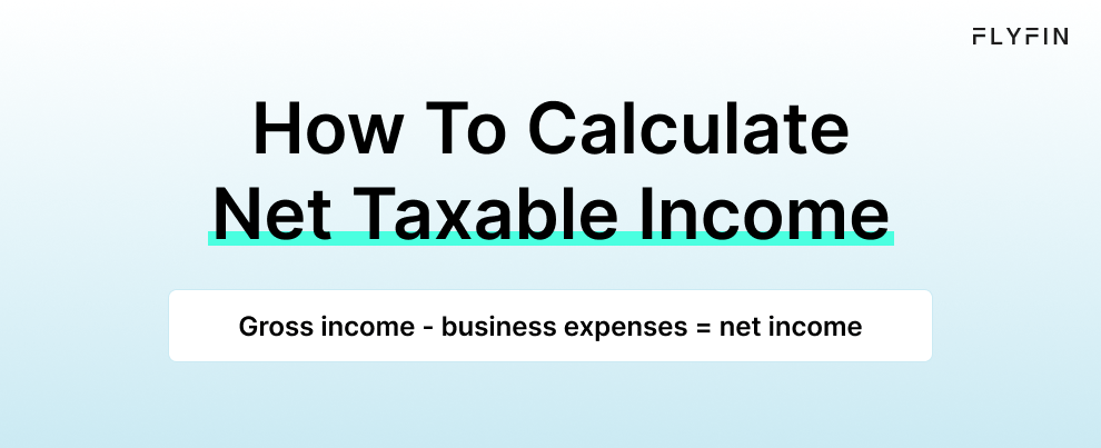 An infographic showing the formula to calculate net taxable income for self-employed tax filers to calculate tax owed on Schedule SE