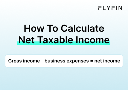 An infographic showing the formula to calculate net taxable income for self-employed tax filers to calculate tax owed on Schedule SE