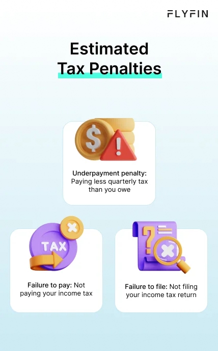 Infographic entitled Estimated Tax Penalties listing the three types of tax penalties.