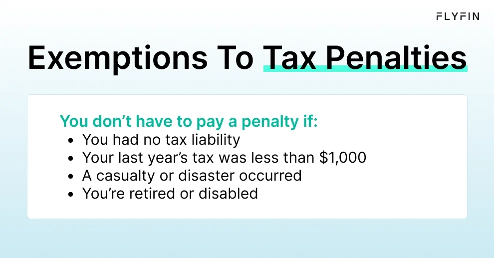 Infographic entitled Exemptions To Tax Penalties listing the institutions in which you don’t have to pay a penalty.