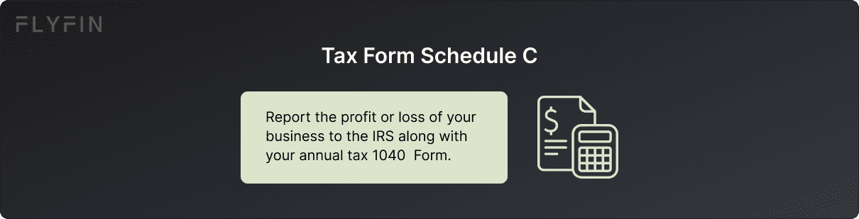 Image of Tax Form Schedule C for reporting business profit or loss to IRS along with annual tax 1040 Form. Relevant for self-employed, freelancers, and those receiving 1099. #taxes