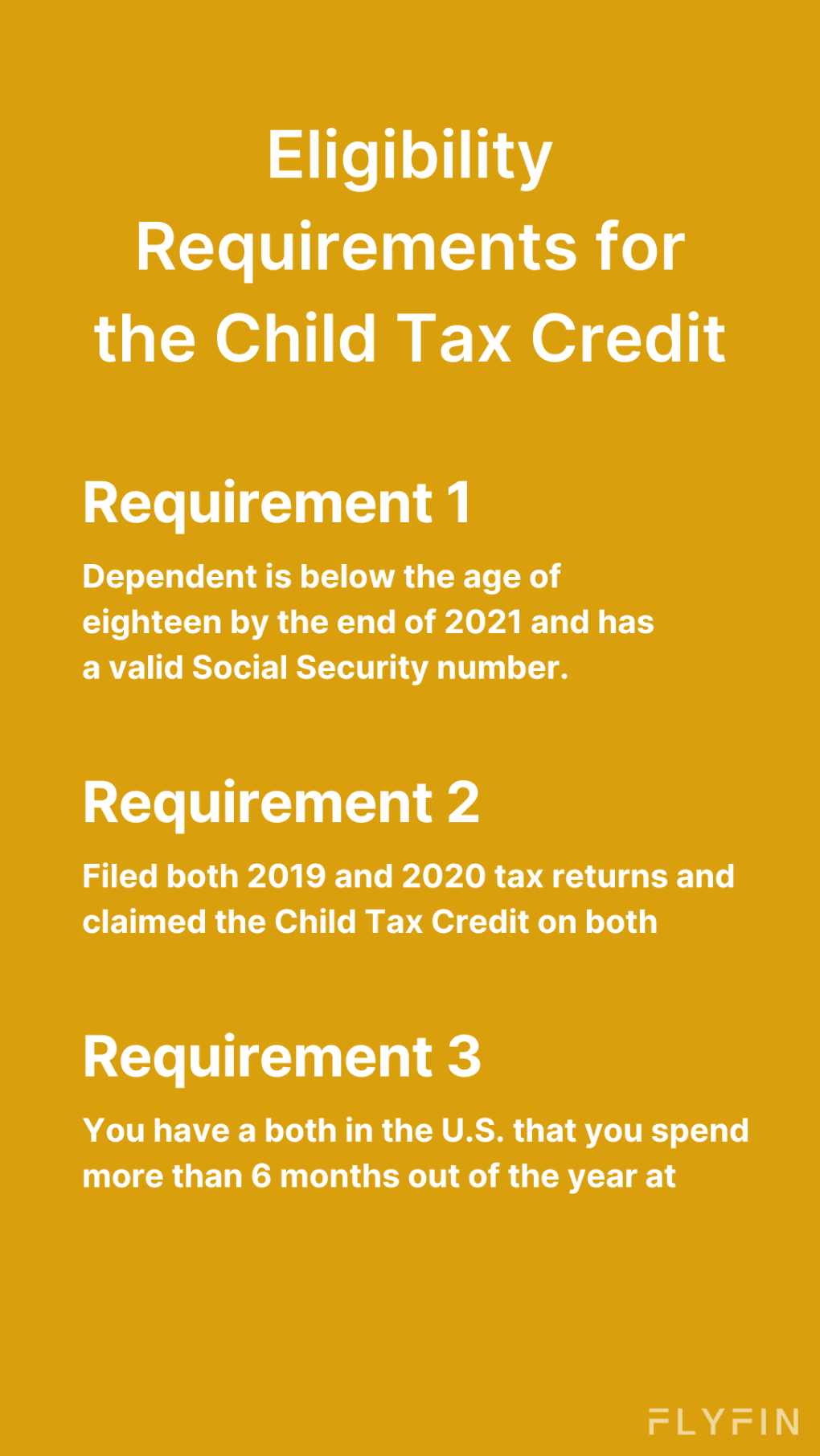 Eligibility requirements to receive the Child Tax Credit