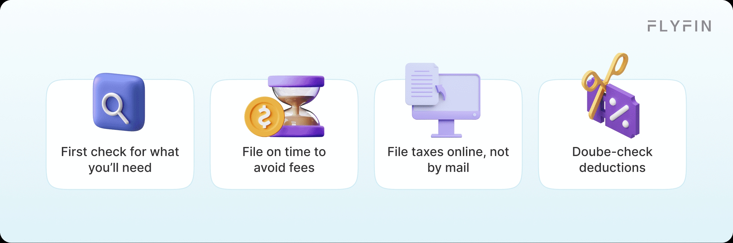 A guide for filing taxes on time and avoiding fees. Tips include checking for necessary documents, filing online, and double-checking deductions. Suitable for self-employed, freelancers, and those with 1099 forms.