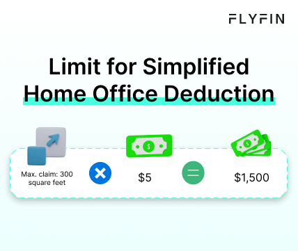 Fly Fin's simplified home office deduction limit is 300 sq. ft. with a max claim of $1,500. Ideal for self-employed, 1099, and freelance workers. Taxes made easy.