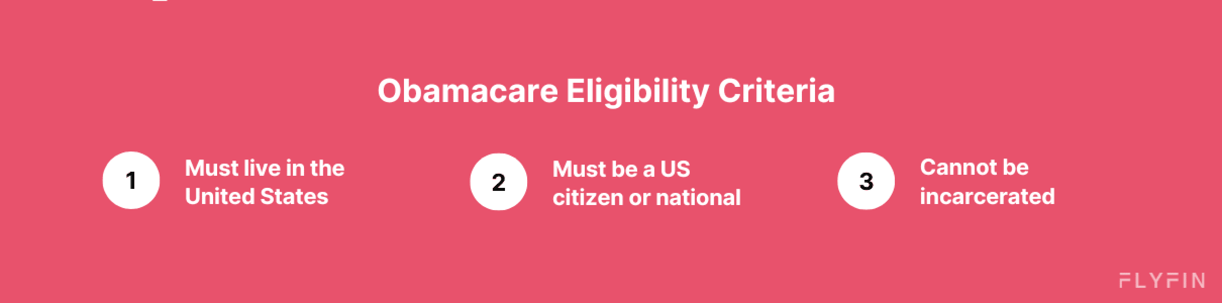 Image with text stating eligibility criteria for Obamacare in the United States. Must be a US citizen or national and cannot be incarcerated.