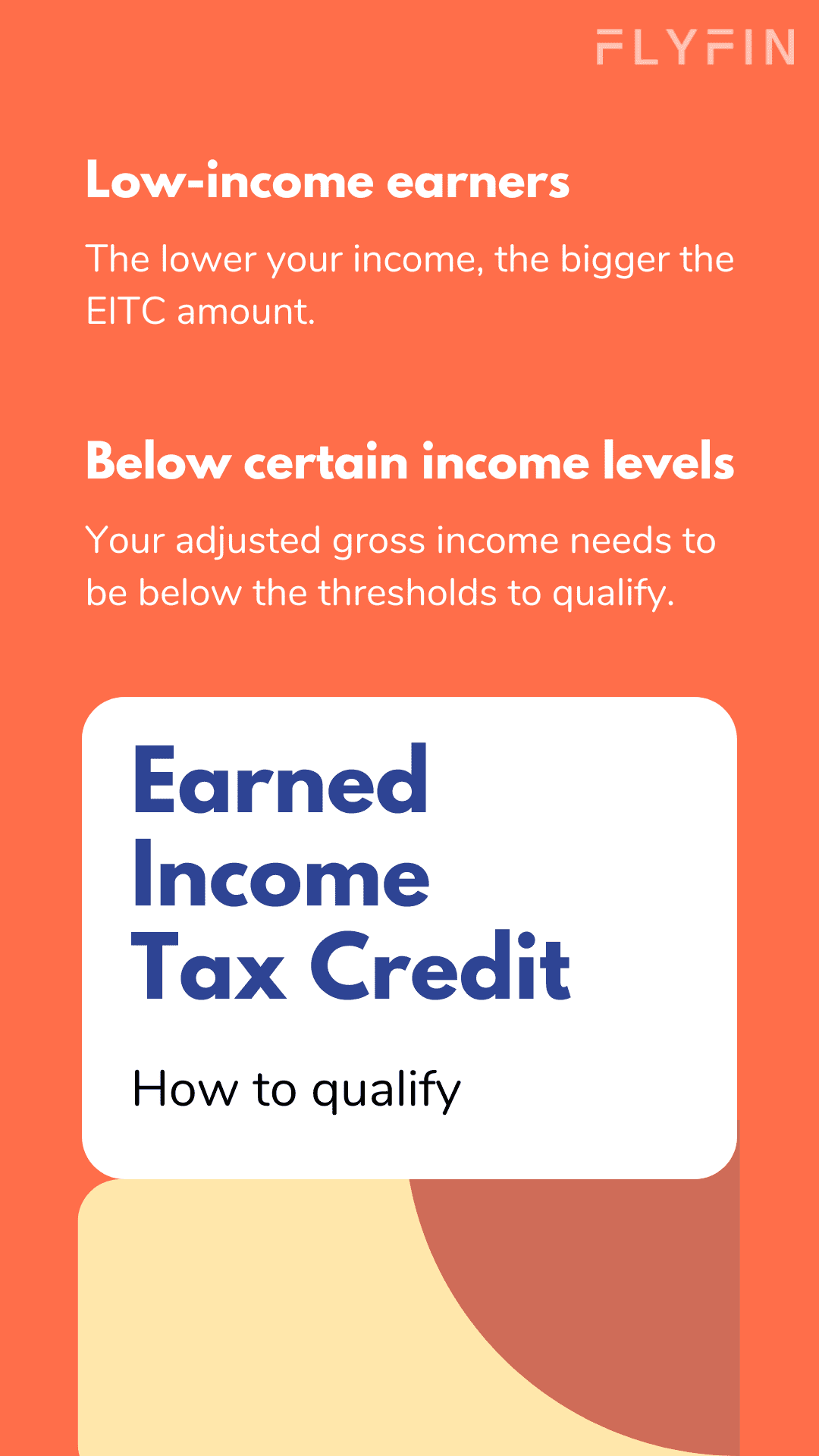 Image about Earned Income Tax Credit (EITC) for low-income earners. Income thresholds apply. Relevant for those who file taxes and earn wages or salaries.