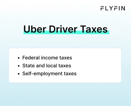 Infographic entitled Uber Driver Taxes listing the taxes that Uber and Lyft drivers have to pay. 