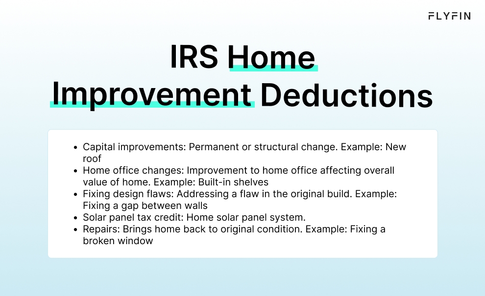 Self Employed Home Improvement Deductions